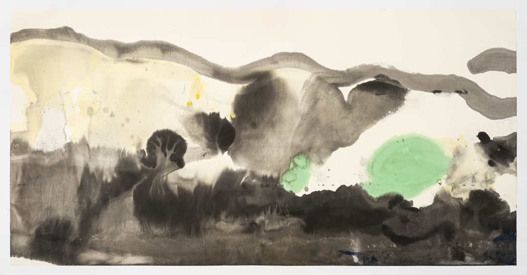 Ink and watercolor on paper, size: 27.5in x 54in