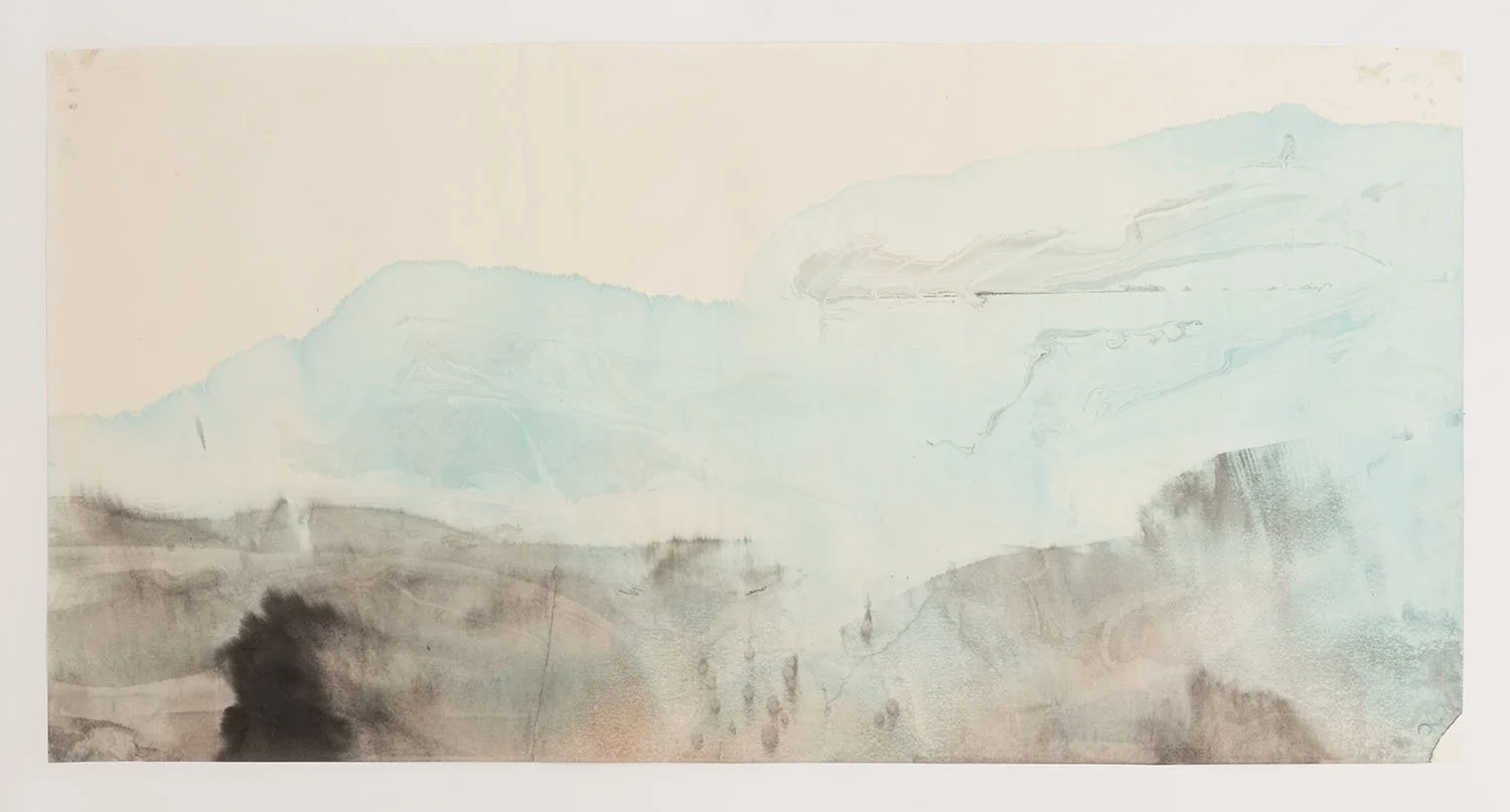 Ink and watercolor on paper, size: 27.5in x 54in