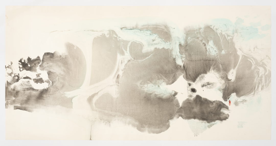 Ink and watercolor on paper, size: 27.5in x 54in