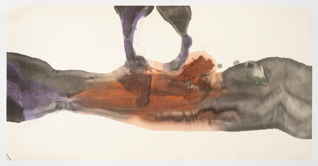 Ink and watercolor on paper, size: 27.5in x 54in