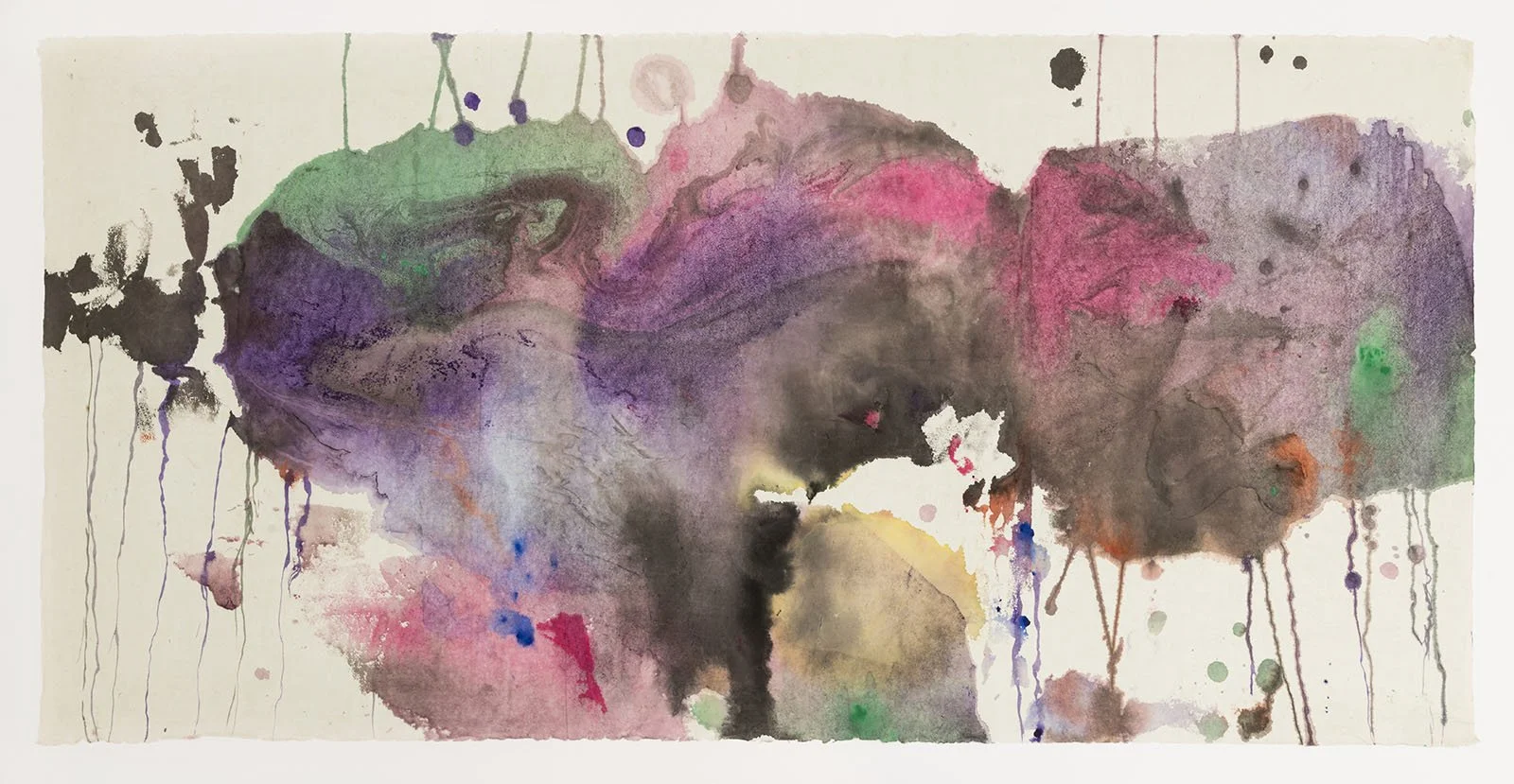 Ink and watercolor on rice paper. 27.5in x 54in