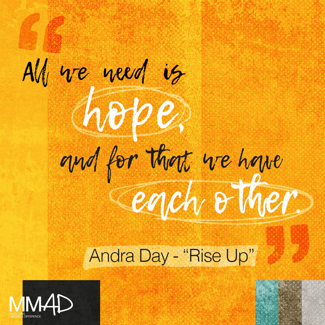 &quot;All we need is hope, and for that we have each other.&quot; - Andra Day 💛
.
.
.
#AndraDay #RiseUp #Inspiration #Lyrics #QuoteOfTheDay #MusicChangesLives #MMADAustralia