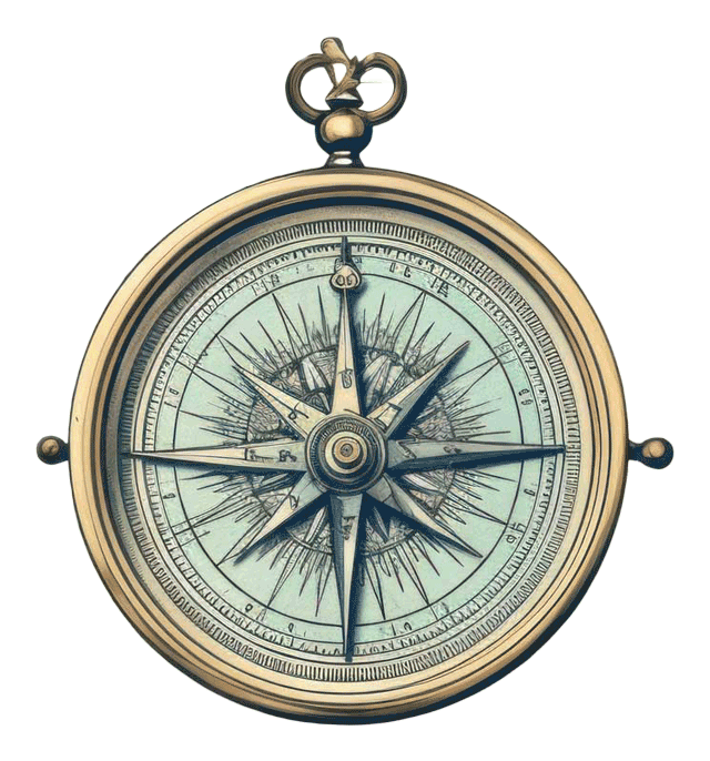 Colour illustration of a vintage compass