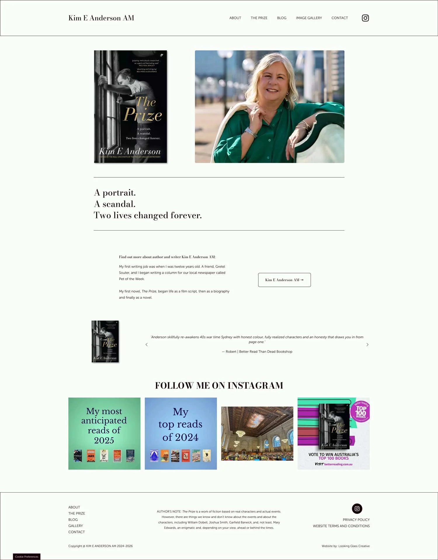 After: Updated clean and elegant homepage of Kim E Anderson AM