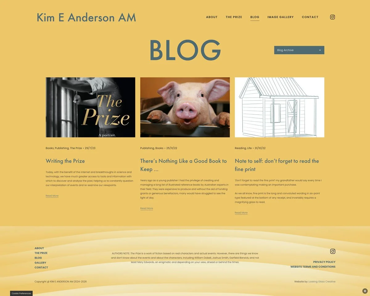 Before: Old image of Kim's Blog page. Lots of bright yellow.
