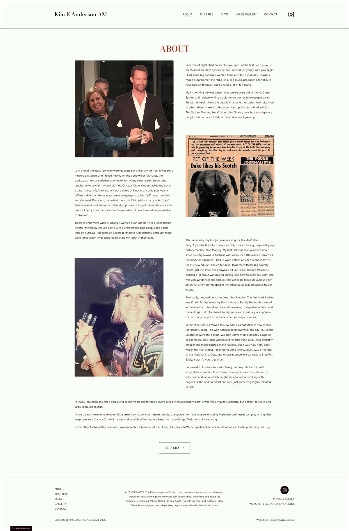 After: Updated clean and elegant About page of Kim E Anderson AM