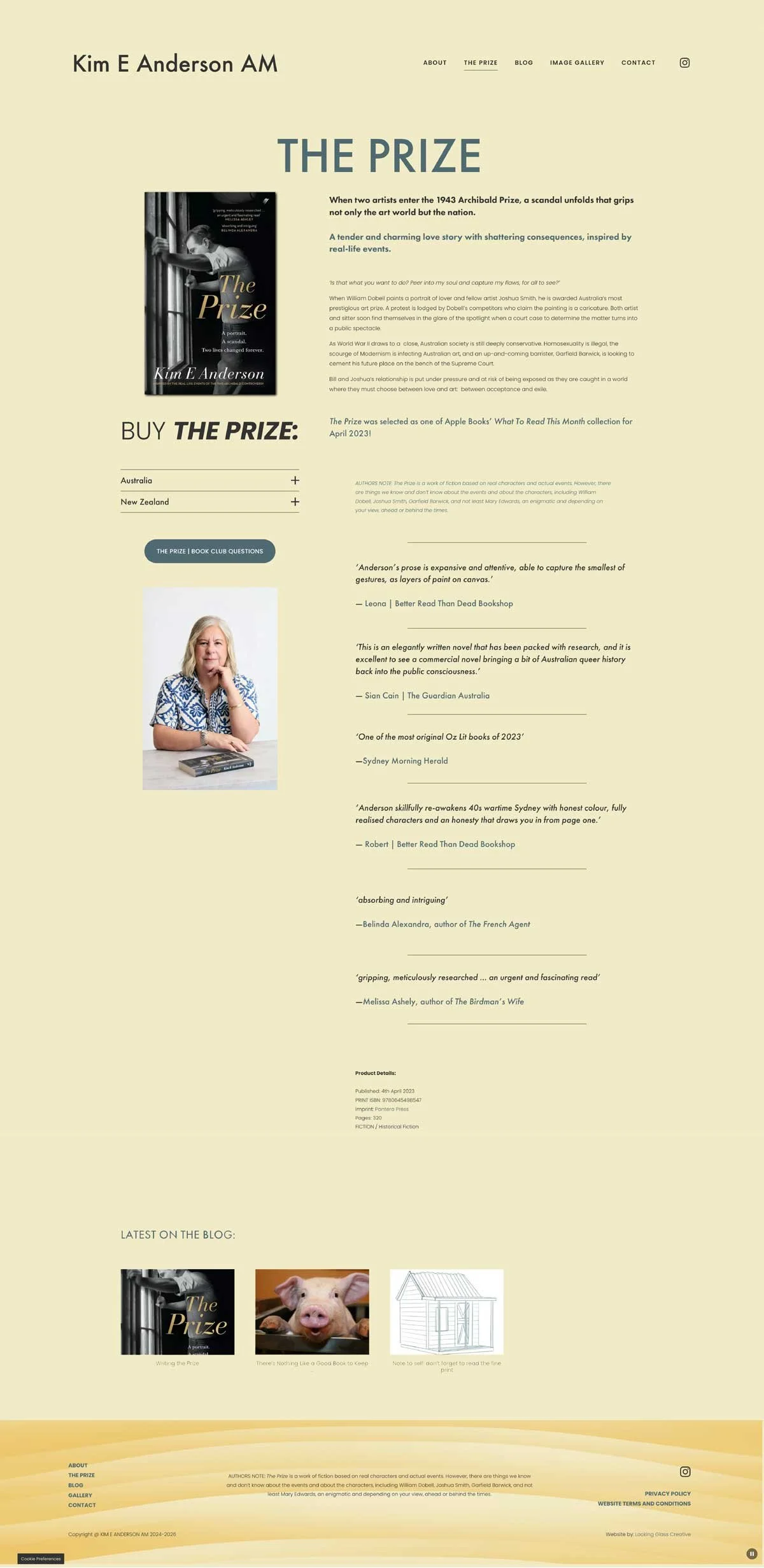 Before: Old image of Kim's The Prize page. Lots of bright yellow.