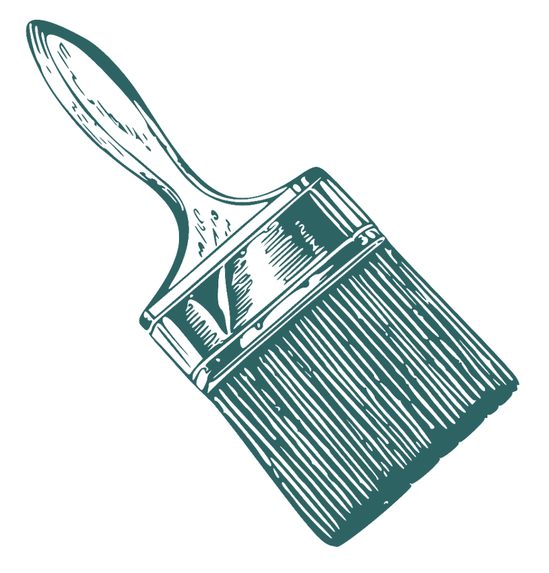 Illustration of an old wooden paintbrush