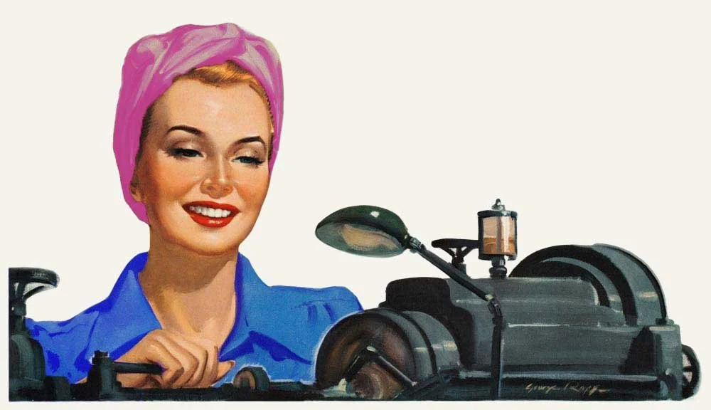 1940s woman working on a machine