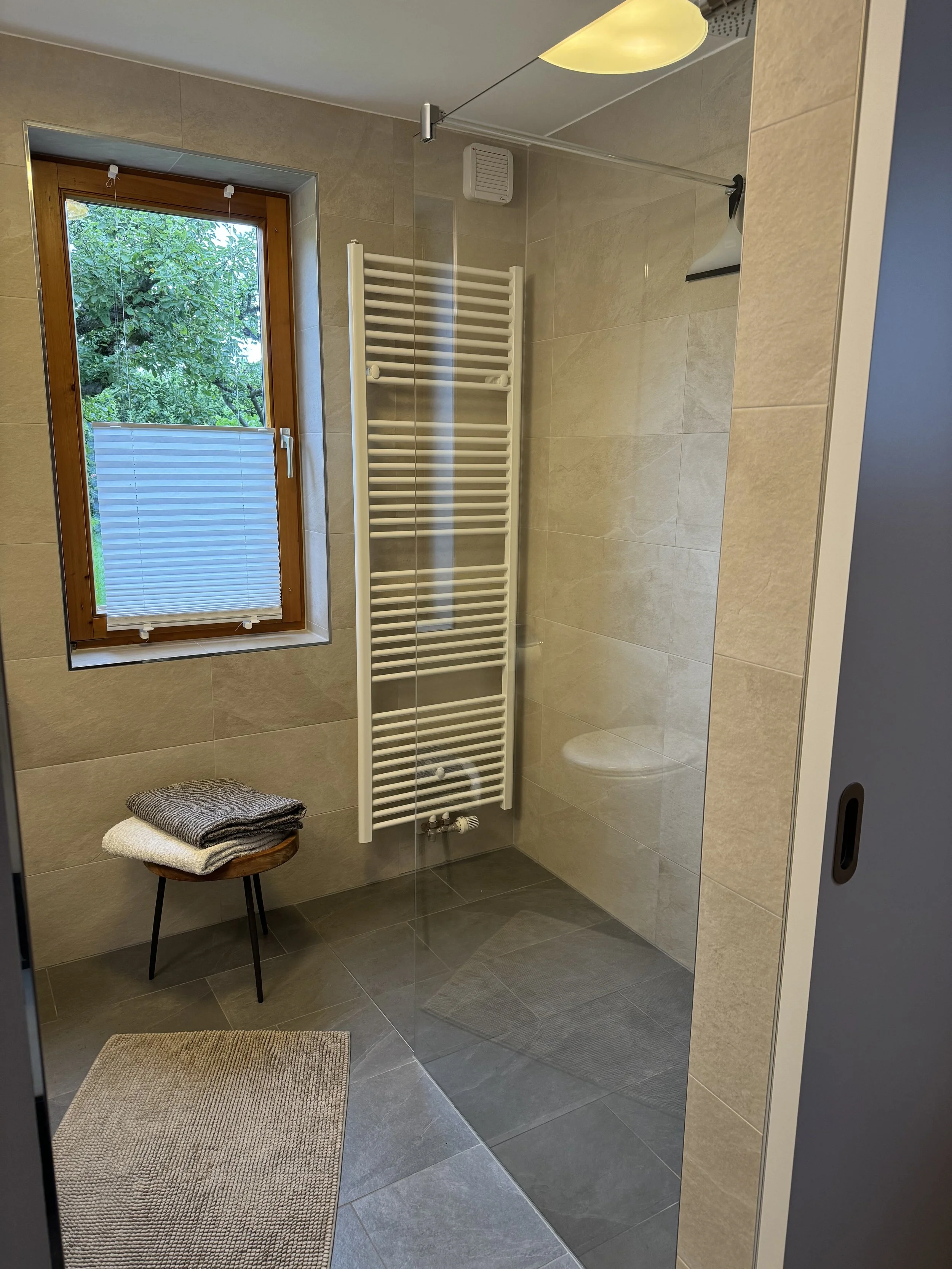 Bathroom with a green view
