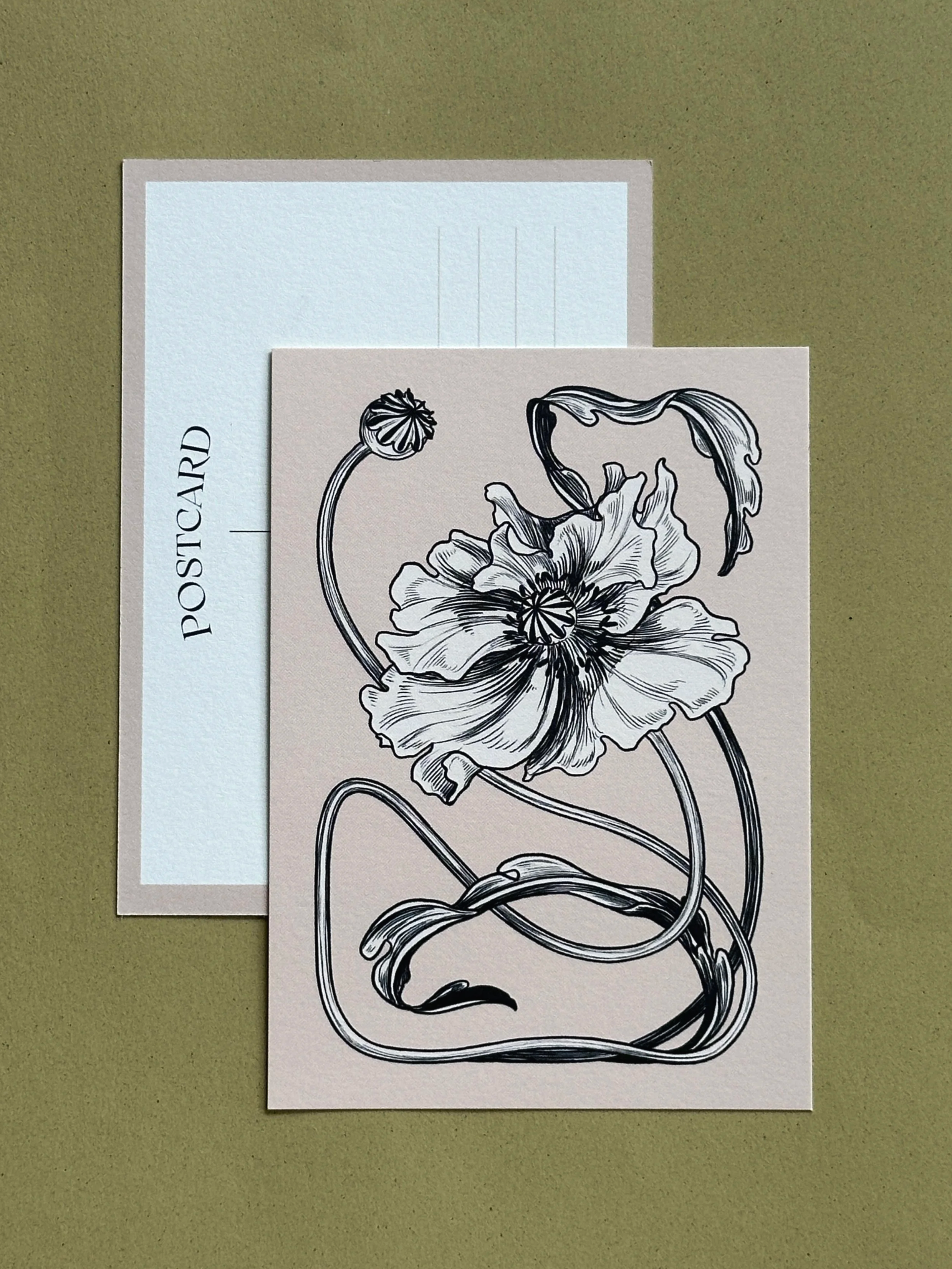 Poppy Nouveau Postcard