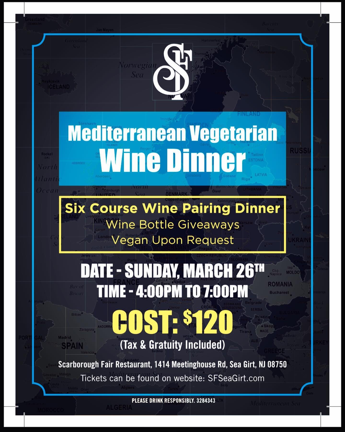 Come join us for this special event! 

Mediterranean Vegetarian Wine Dinner. Come explore the amazing flavors of this wonderful region as we expertly pair this delicious cuisine to even more delicious wines!! 

Link on our bio for tickets. 

#mediter