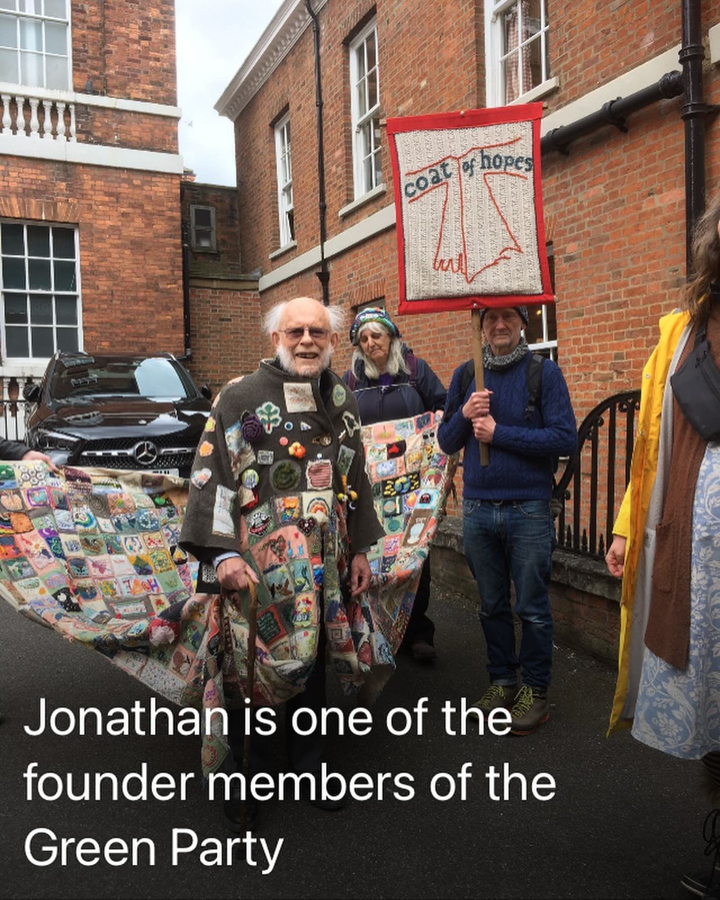 Walking back to York today the coat of hopes met Jonathan and Christopher. #coatofhopes #york #greenparty