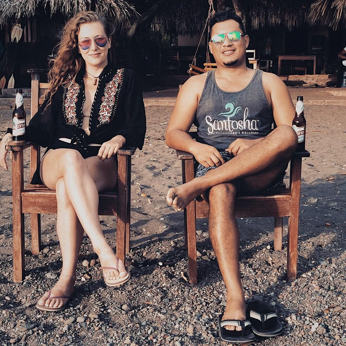 Spotted on Ometepe; &lsquo;Santosha&rsquo; apparel by @santoshasurfsanctuary worn by our day pass visitor @ronnieoswalth and his lovely wife. Check out their new vintage shop in San Juan @nyca.vintage 
.
.
.
.
#sanjuandelsurnicaragua #ometepe #nicara