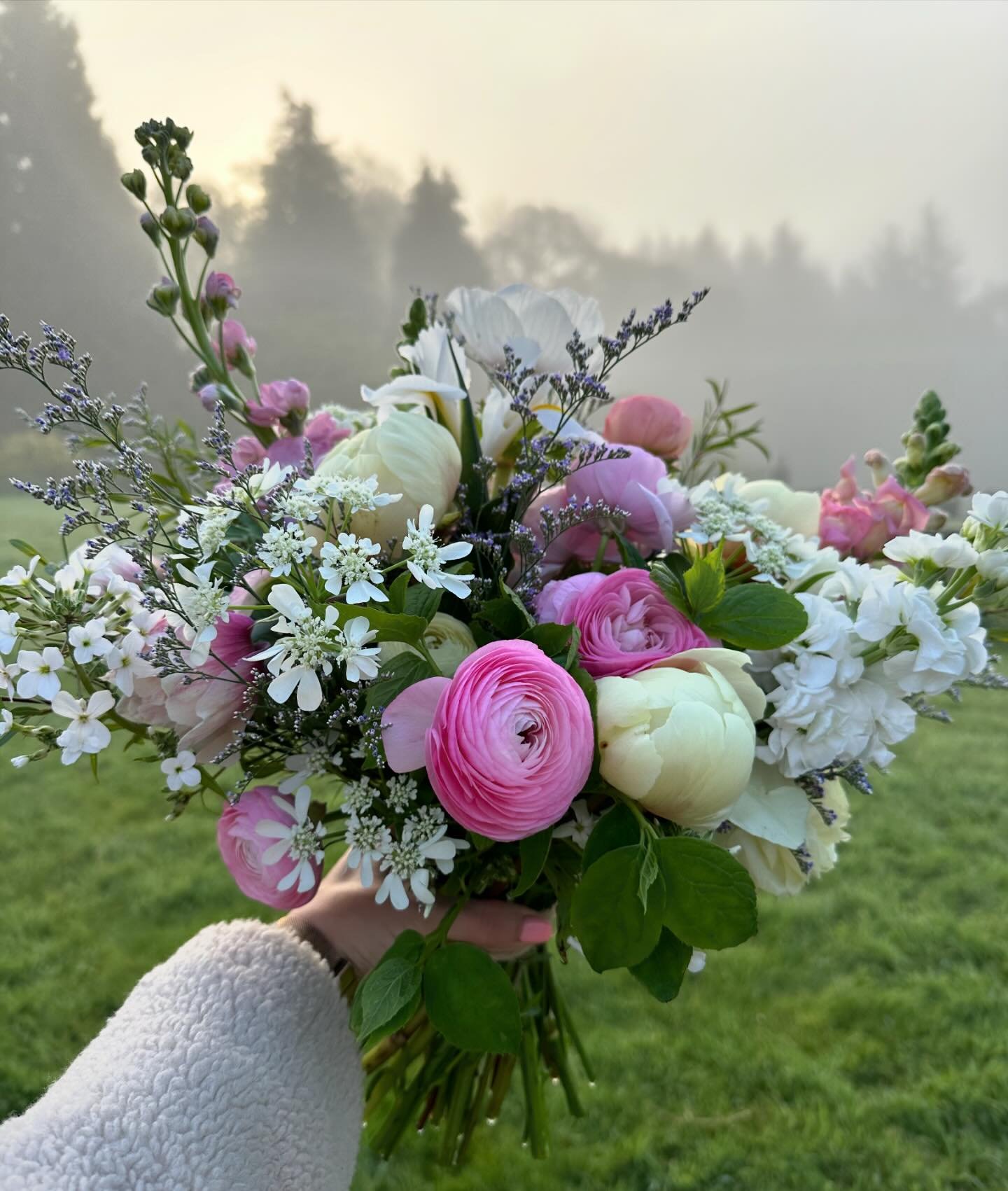 Love this photo I captured in the early morning mist on Saturday of this bridal bouquet 🤍 

Congratulations to Mr &amp; Mrs W 🤍 it was such a pleasure to create your flowers for you. 

#ottiliesflowers #bridalbouquet #brideflowers #weddingflowers #