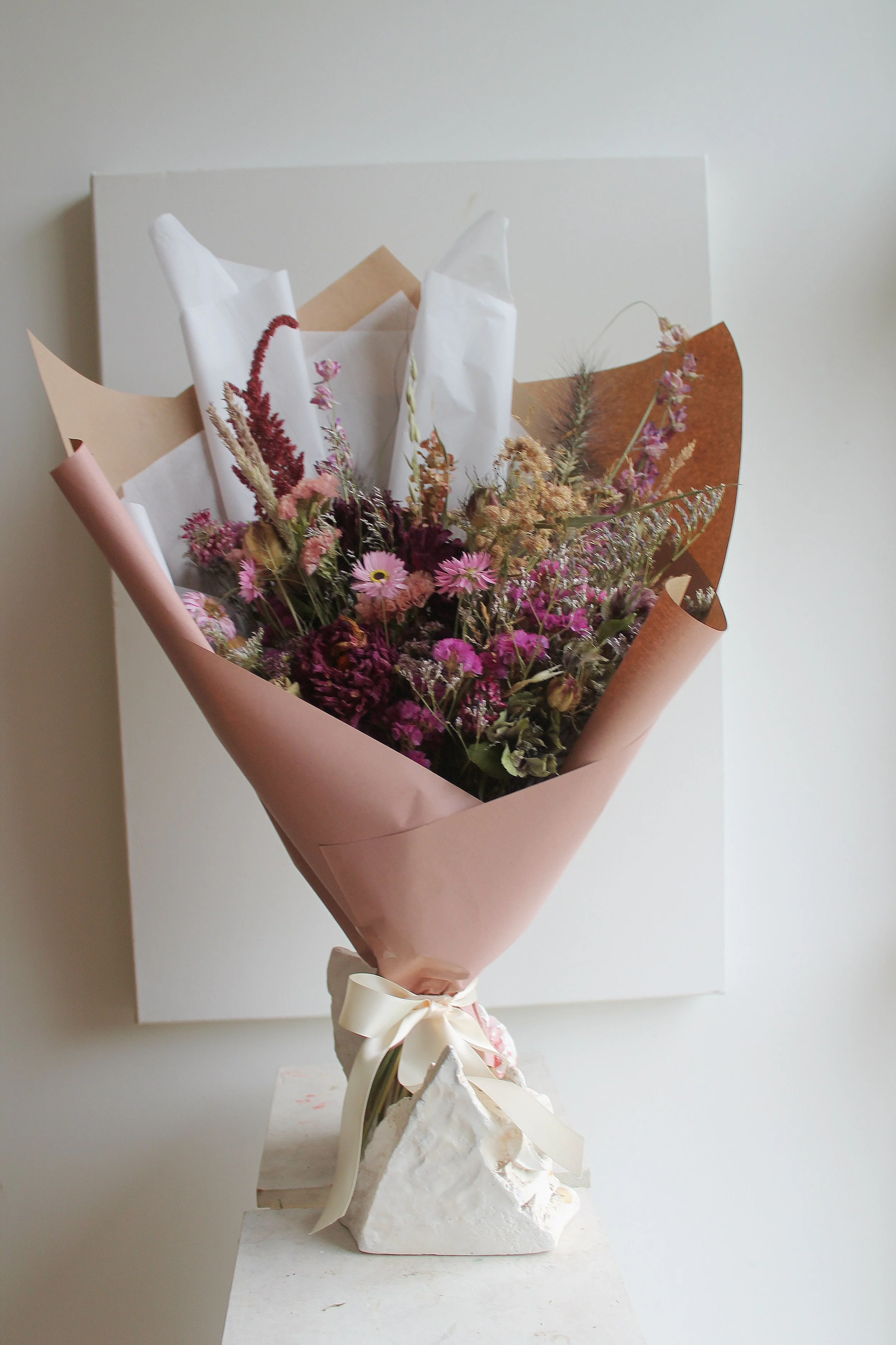 luxury dried flower bouquet in pink