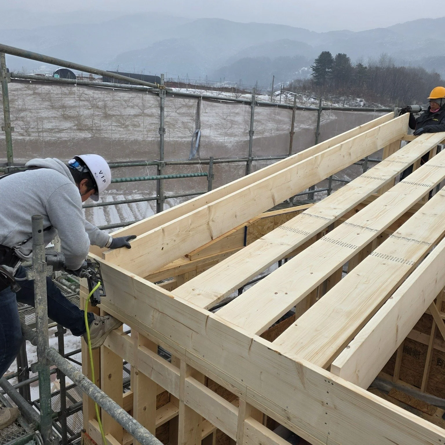 춘천 사암리 신축 현장 - 골조공사

설계 : 건축사사무소 사무소아홉칸 @office9khan_architects

#골조공사 #경량목구조 #지붕공사 #빌더 #목수 
#패시브하우스 #전원주택 #단독주택 
#집짓기 #시공문의 #시공상담 
#빌드앤픽스 #buildnfix