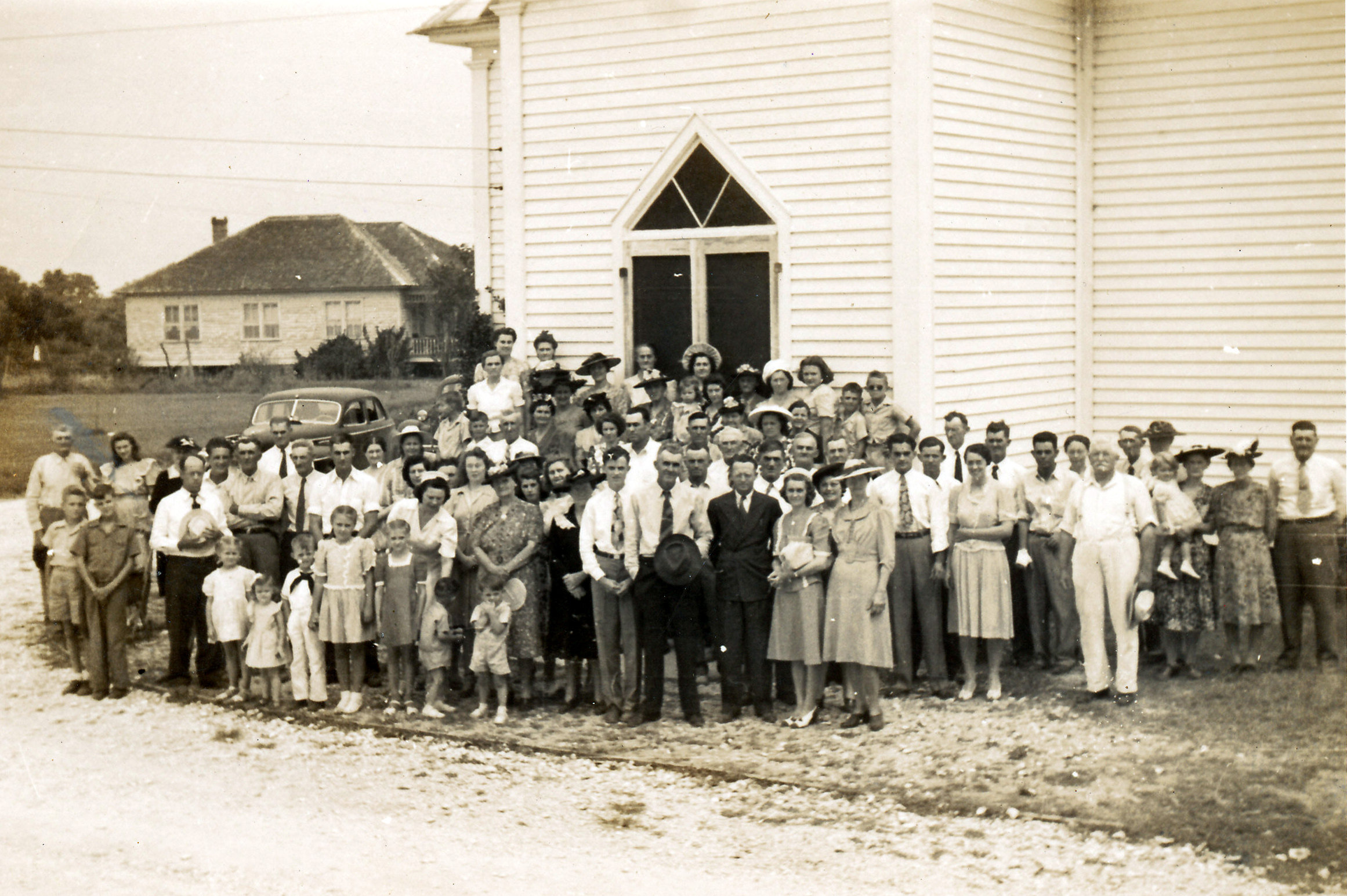  The first Davis Free Will Baptist Church, 1959, probably Homecoming. 