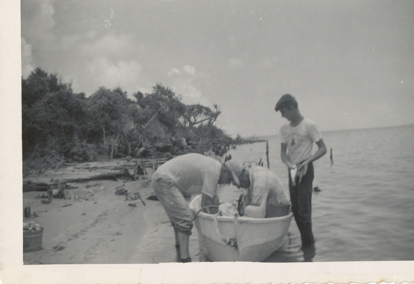 Core Sound Loop Road in 1960 with clams anbd mullets Boyd Styron a friend shipmate and son.jpg