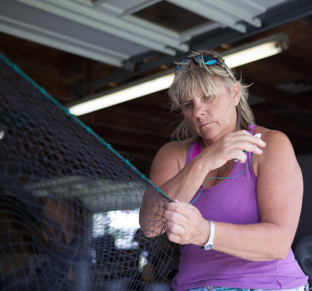 Heidi Harris making nets