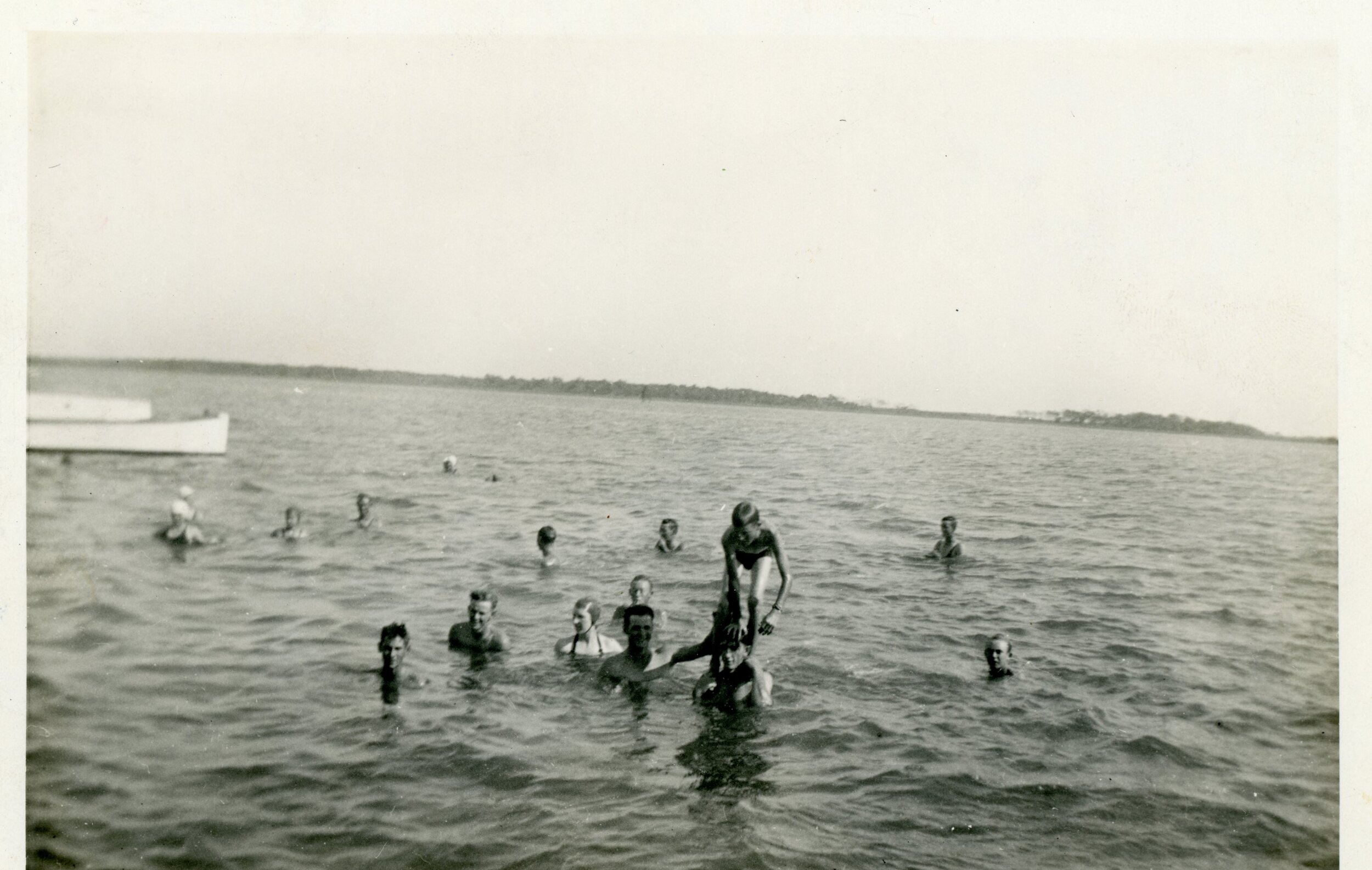 People swimming at the Ferry Dock, 1936, people unknown