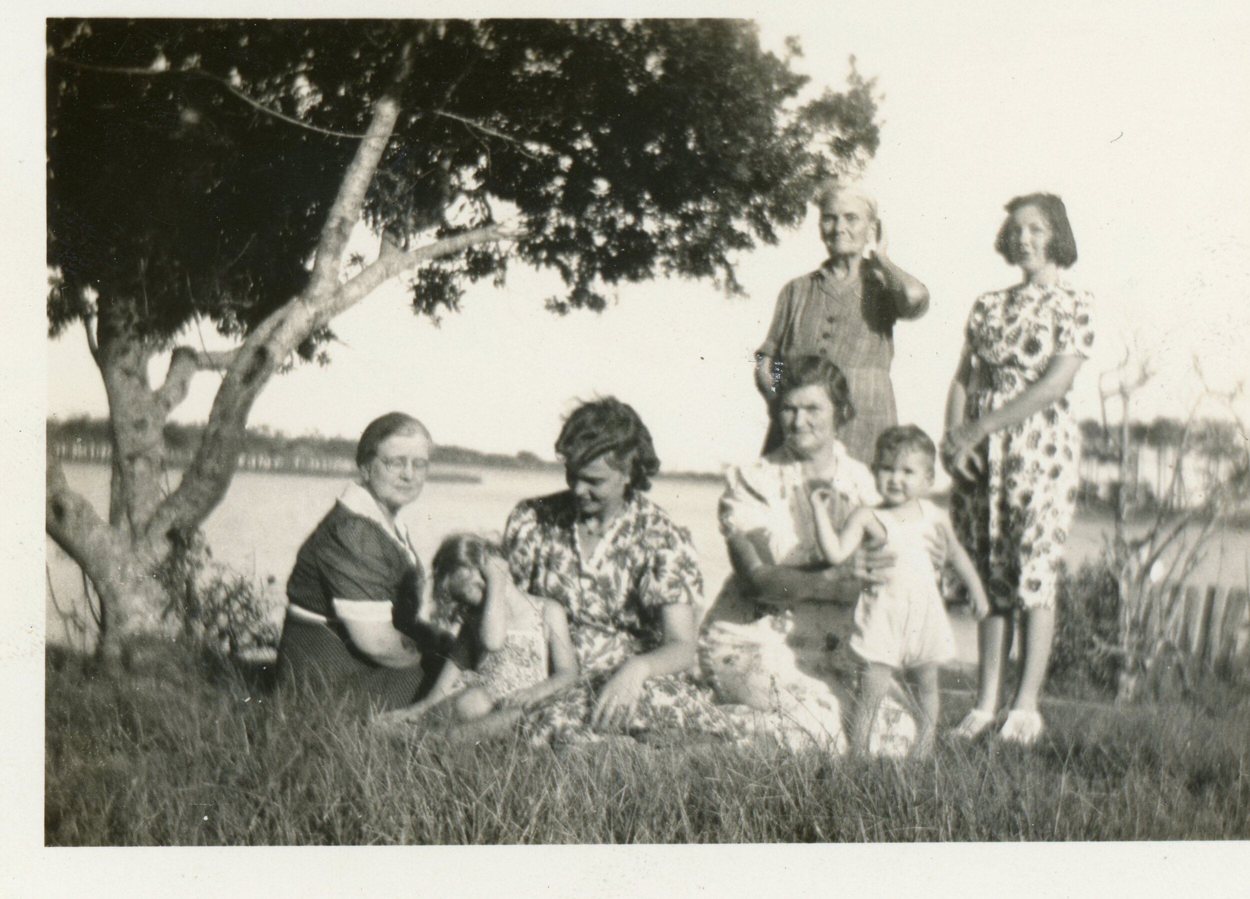  Picture taken August 7, 1938 at the Pigott home on Stewart Drive Ethel Pigott, Dorothy Lewis Chadwick (Martha Davis, Marina’s daughter). Pauline Wade(sister of Euclid) holding Ruth (Pauline’s daughter), Jessie Pigott (sister to Ethel Pigott Lewis), 