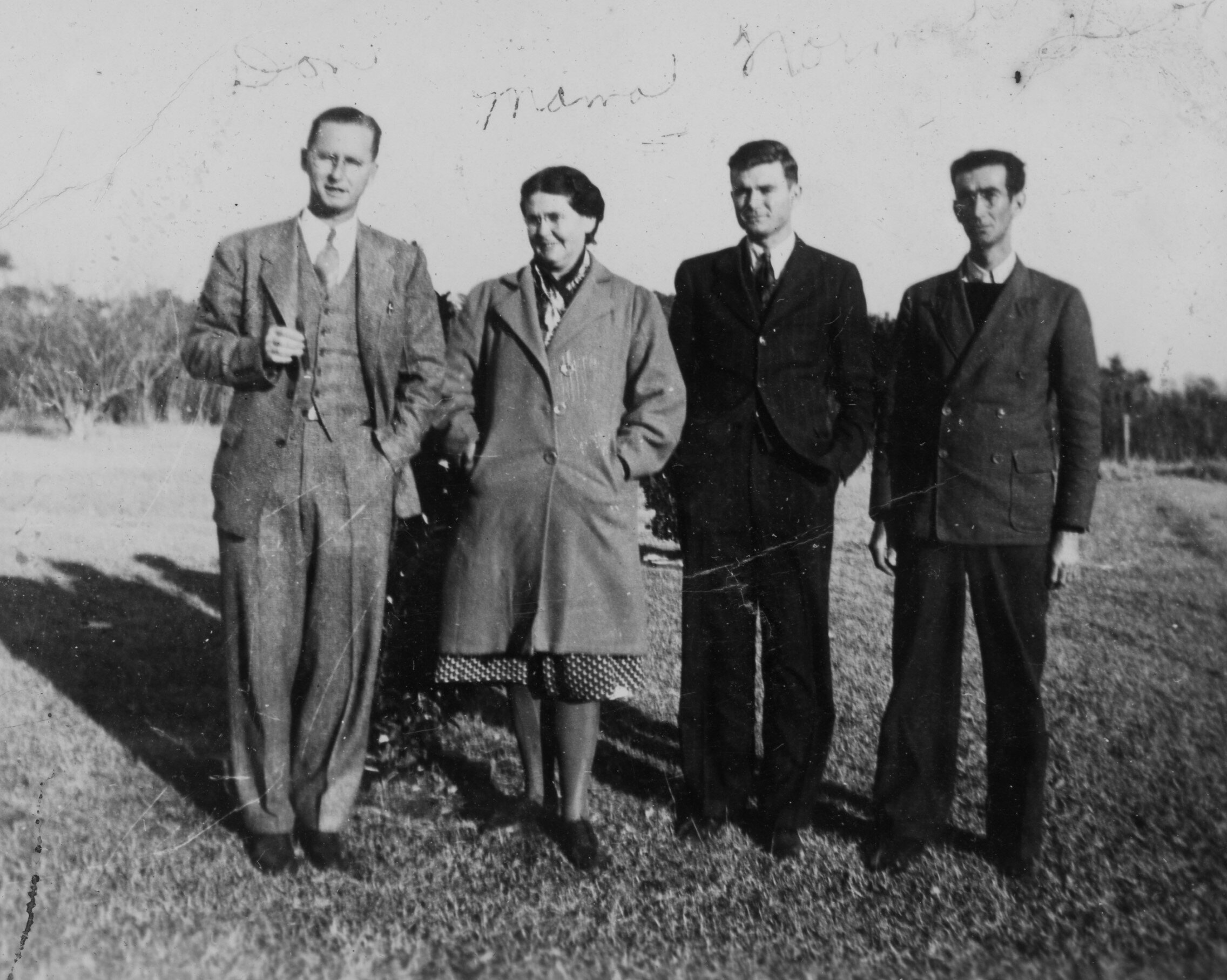 Donald Chadwick, Myrtle Chadwick, Norman Chadwick, Leon Chadwick Myrtle Chadwick–mother pictured with her three sons. Father was Guy Chadwick, not pictured)
