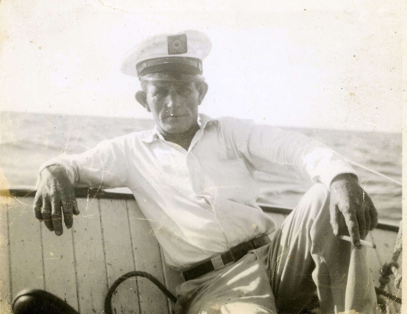 Mr. Benny Brooks, Harkers Island charter boat captain, July 1955.
