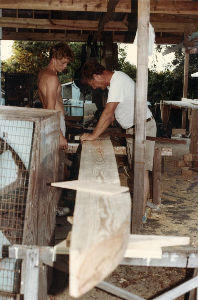 “Setting up” / building the F/V Ellen Marie, 1980s. Benjamin and Rusty Brooks.