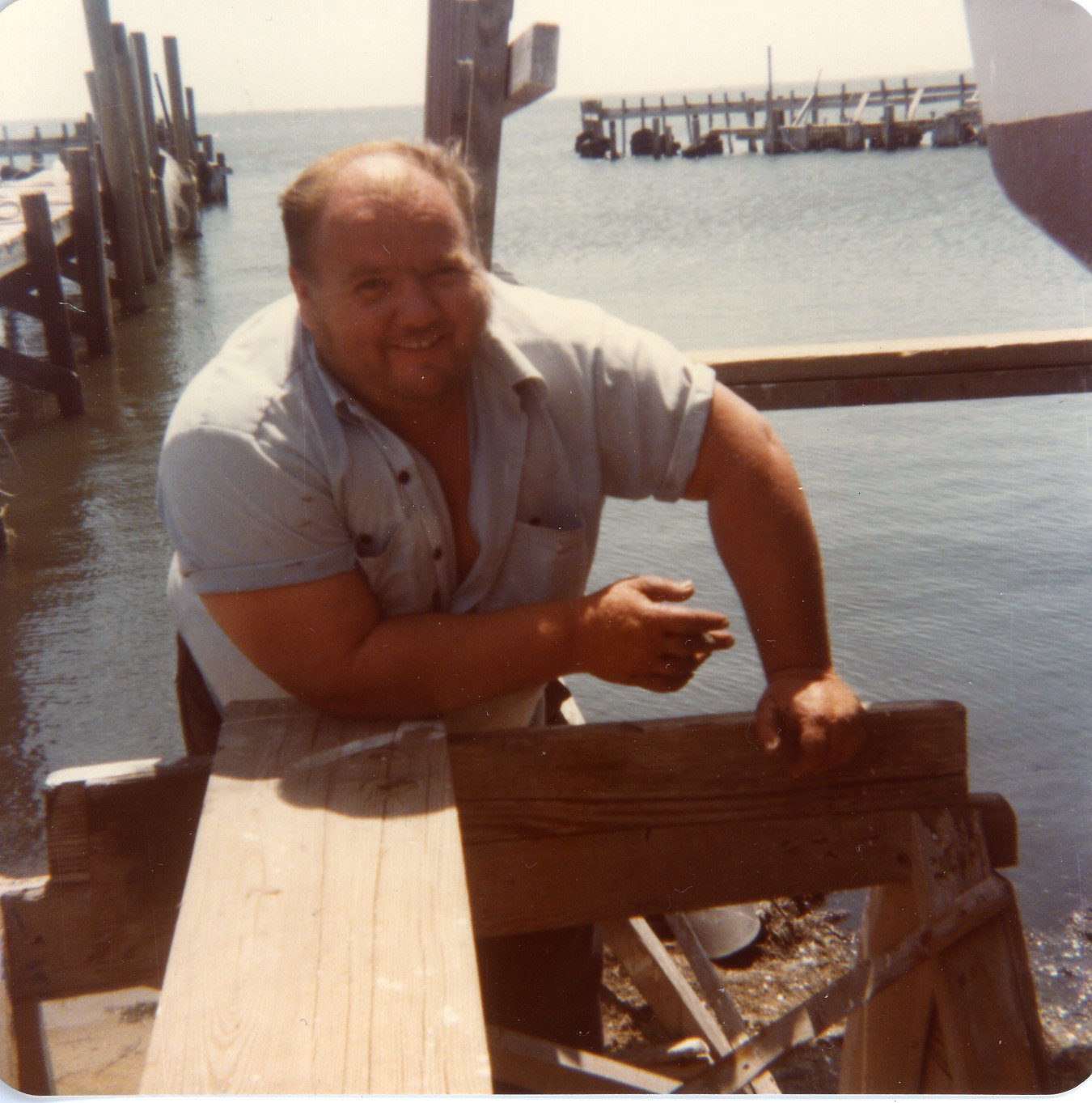 Pete Willis at the Rose Brothers harbor, late 1970s.