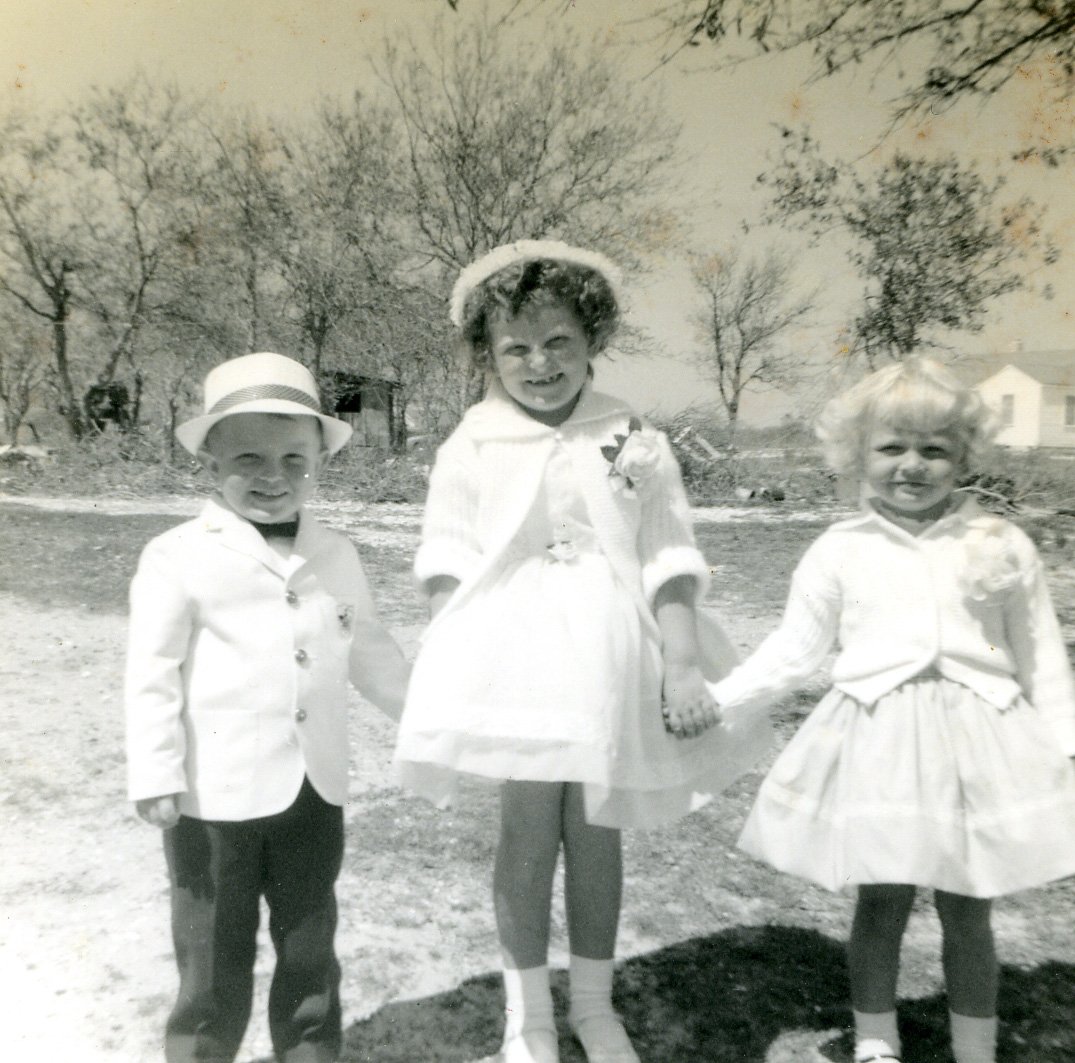 Bentley Brooks, Eva Brooks Chappel and Mary Smith Rose in their Easter finery, early 1960s.