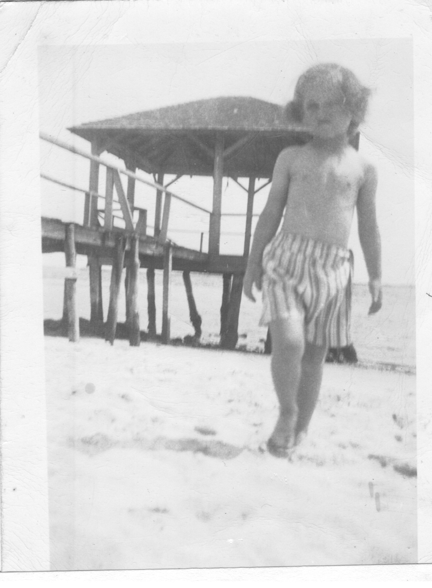 Barbara Dawn Guthrie Humphreys playing at the Landing ca. 1946