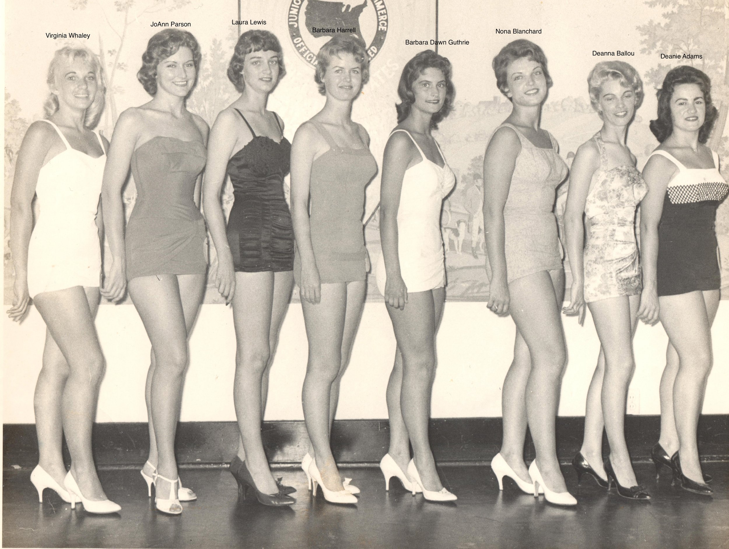 1958 MH Contest unk,JoAnn Parson,unk,Barbara Harrell,Barbara Dawn Guthrie, Nona Blanchard,Deanna Ballous, Deanie Adams