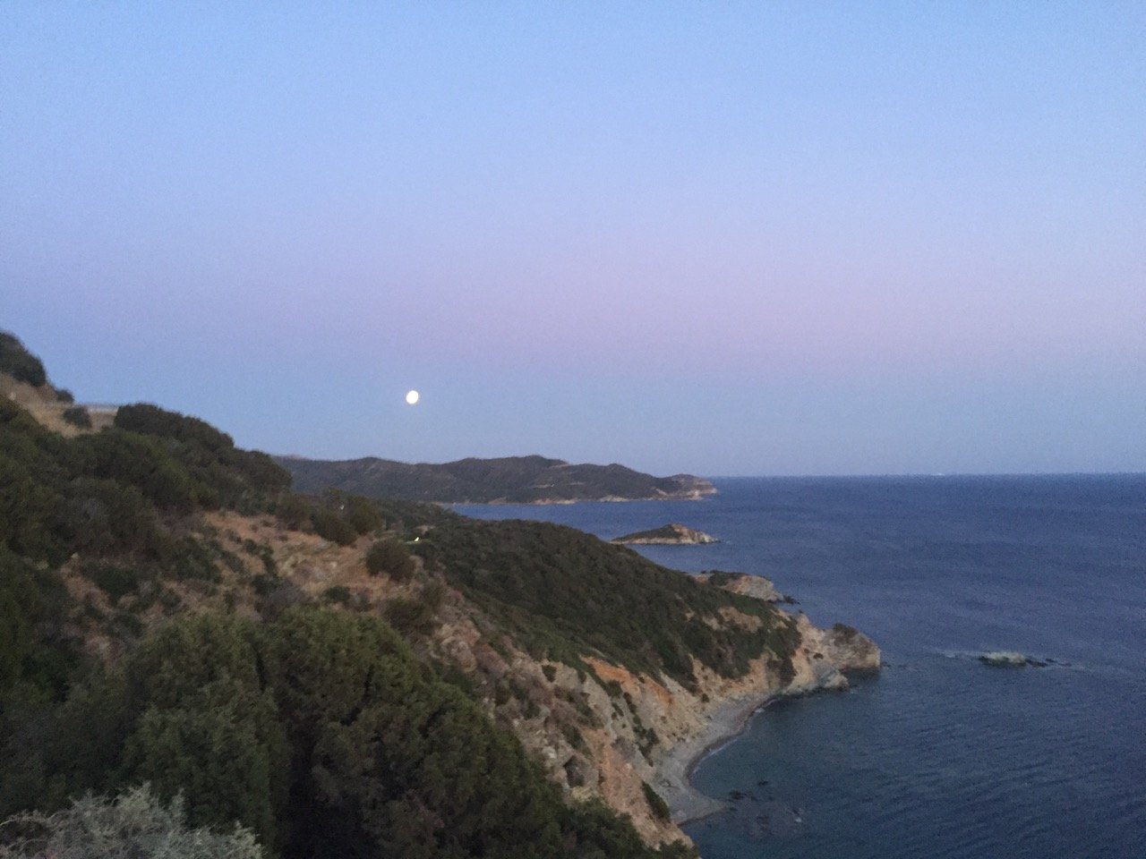 Sunset over the coast in Southeast Sardinia