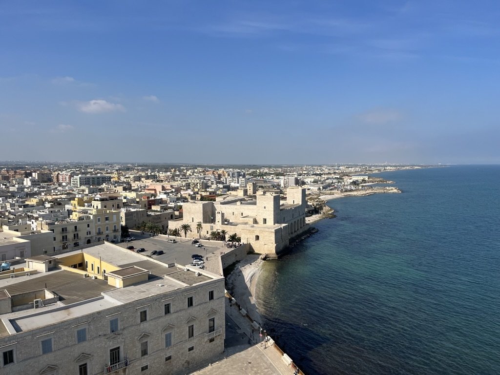 Northern Trani and the Swabian castle viewed from the Cathedral's bell tower