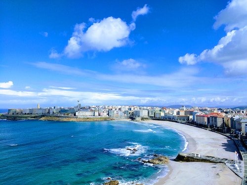 The beach and waterfront of A Coruña