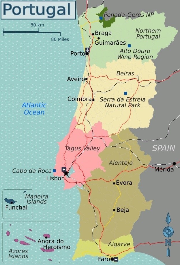 Odemira and Serpa location in Alentejo, South of Portugal map