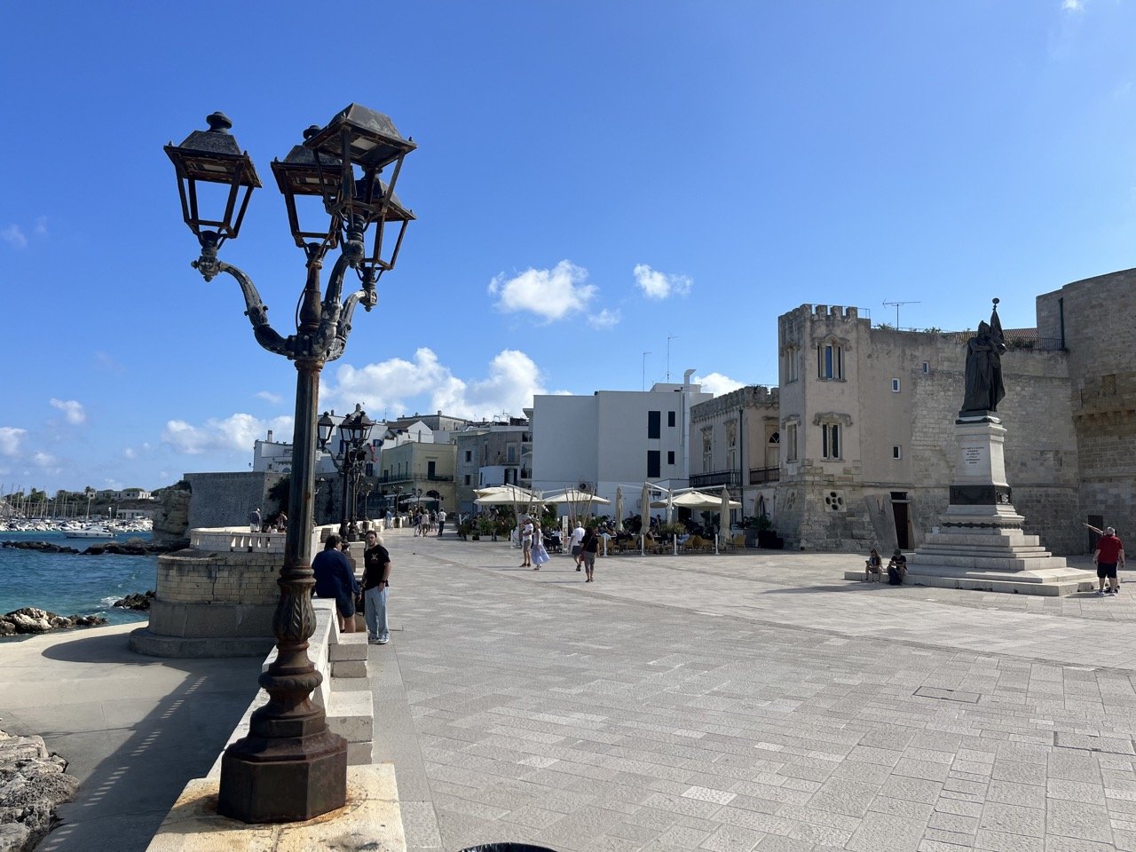 The elegant seaside esplanade on a fall afternoon in Otranto, Puglia.