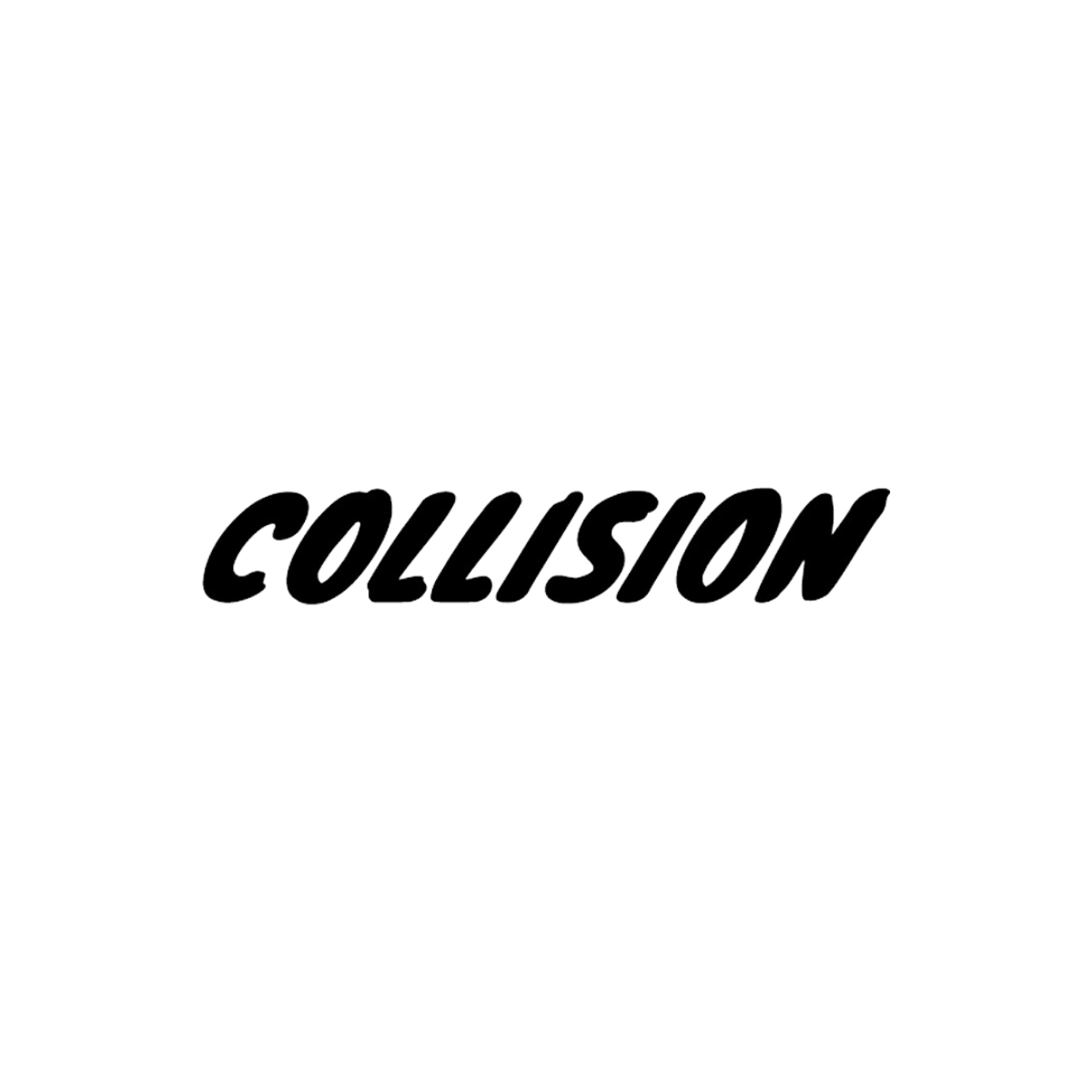A black-and-white logo with a stylized image of a car and the word "Collision" in bold, italicized font underneath.