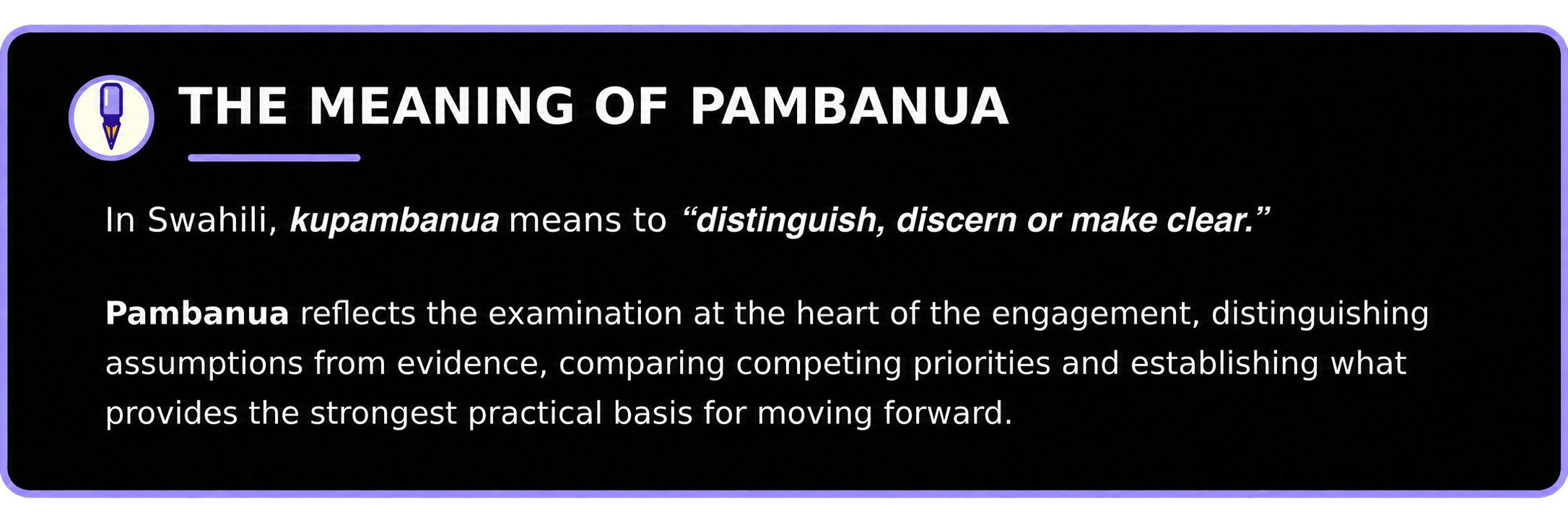 The meaning of Pambanua - East African Solutions' Strategic Business Diagnostic