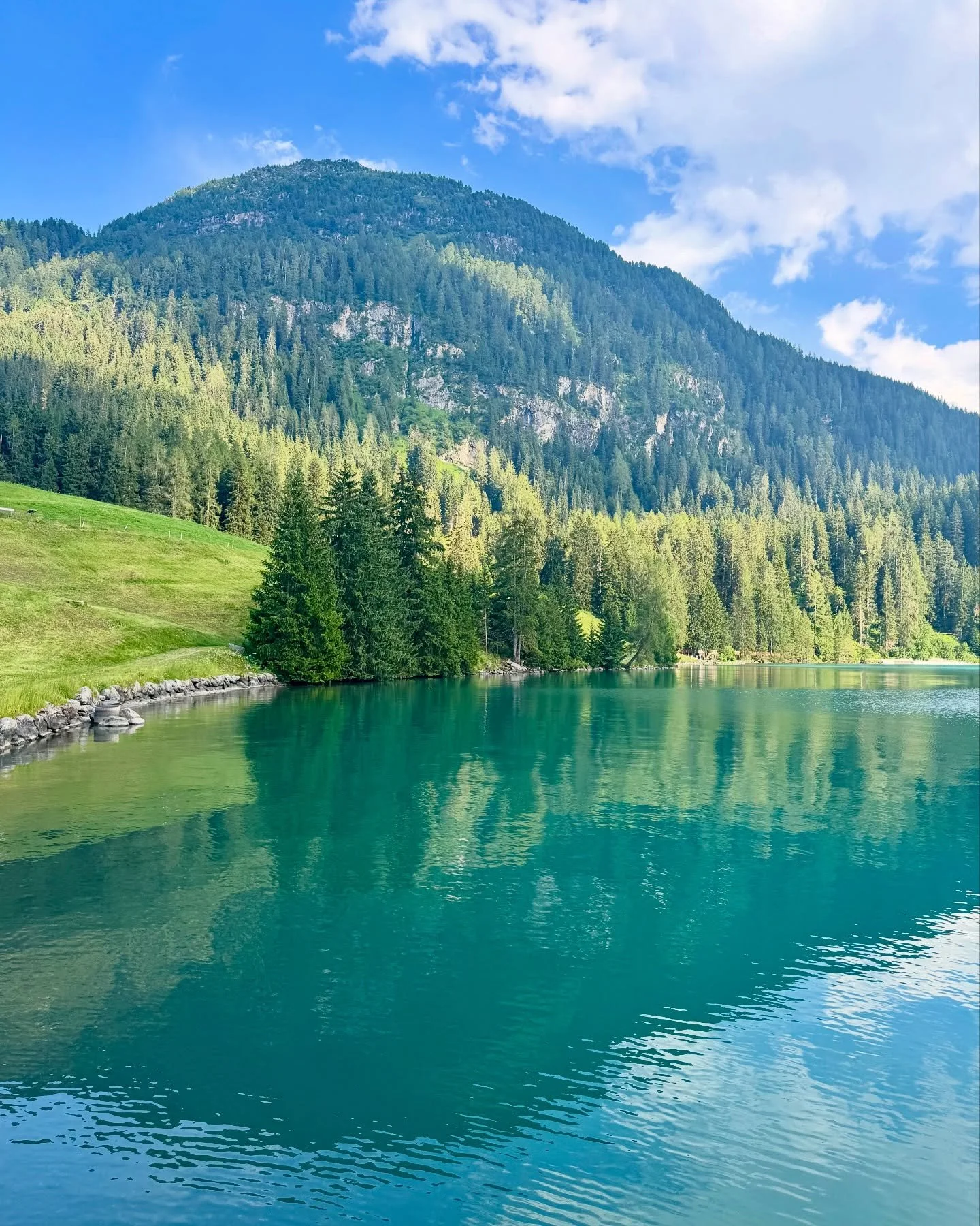 Lake days in Davos 💦🌲
The water in Davos is some of the clearest and cleanest I&rsquo;ve ever seen&mdash;and swimming in the lake was pure magic. 

Surrounded by mountains and quiet beauty, so peaceful ✨I&rsquo;ll always cherish the calm this place