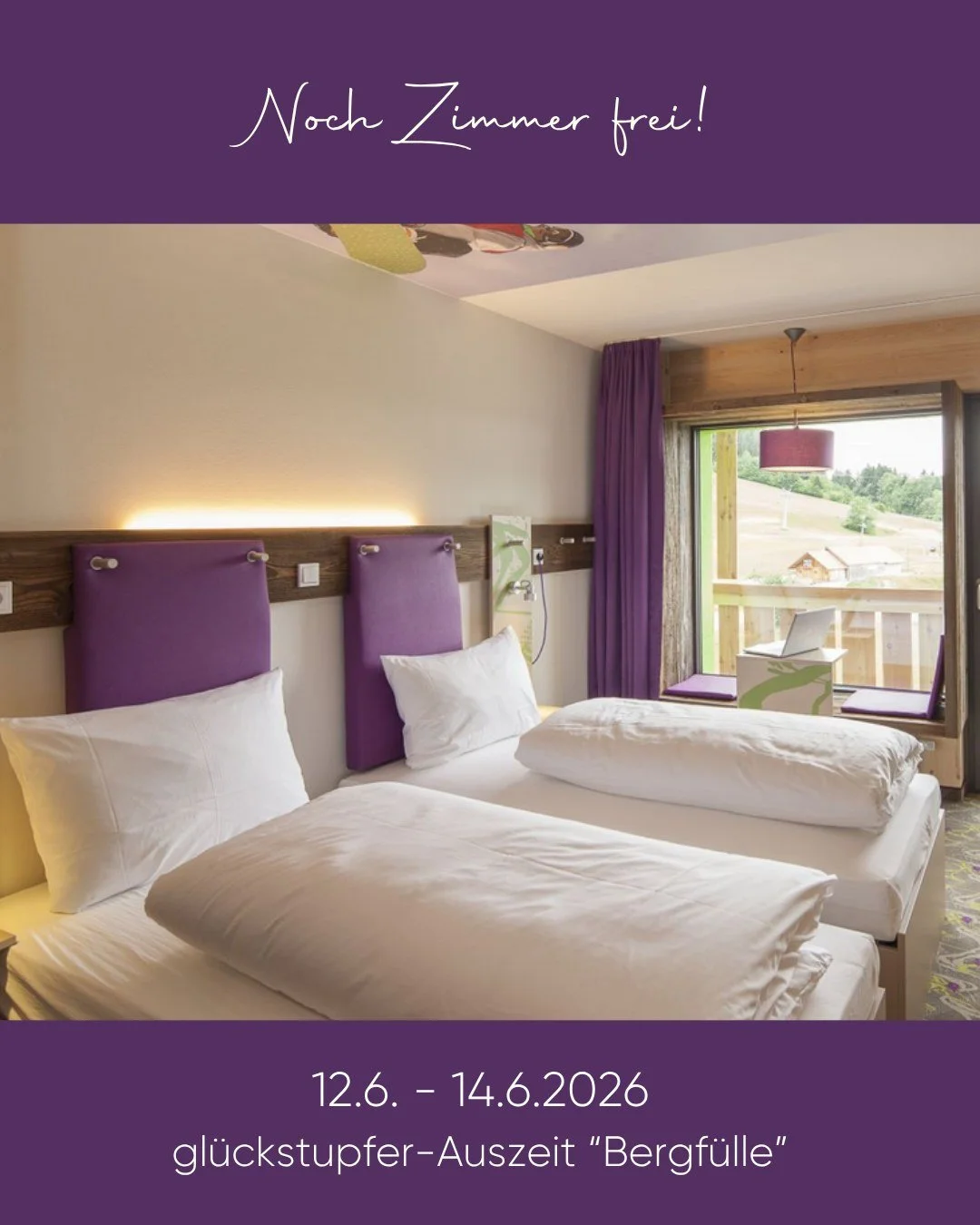 Noch Zimmer frei! 🏔️

12.6.-14.6.2026 gl&uuml;ckstupfer-Auszeit "Bergf&uuml;lle" 🌸

Weil die gl&uuml;ckstupfer-Herbst-Auszeit im Montafon so unheimlich sch&ouml;n war, biete ich dieses Reiseprogramm in vier Wochen wieder an.
Letztes Jahr 
