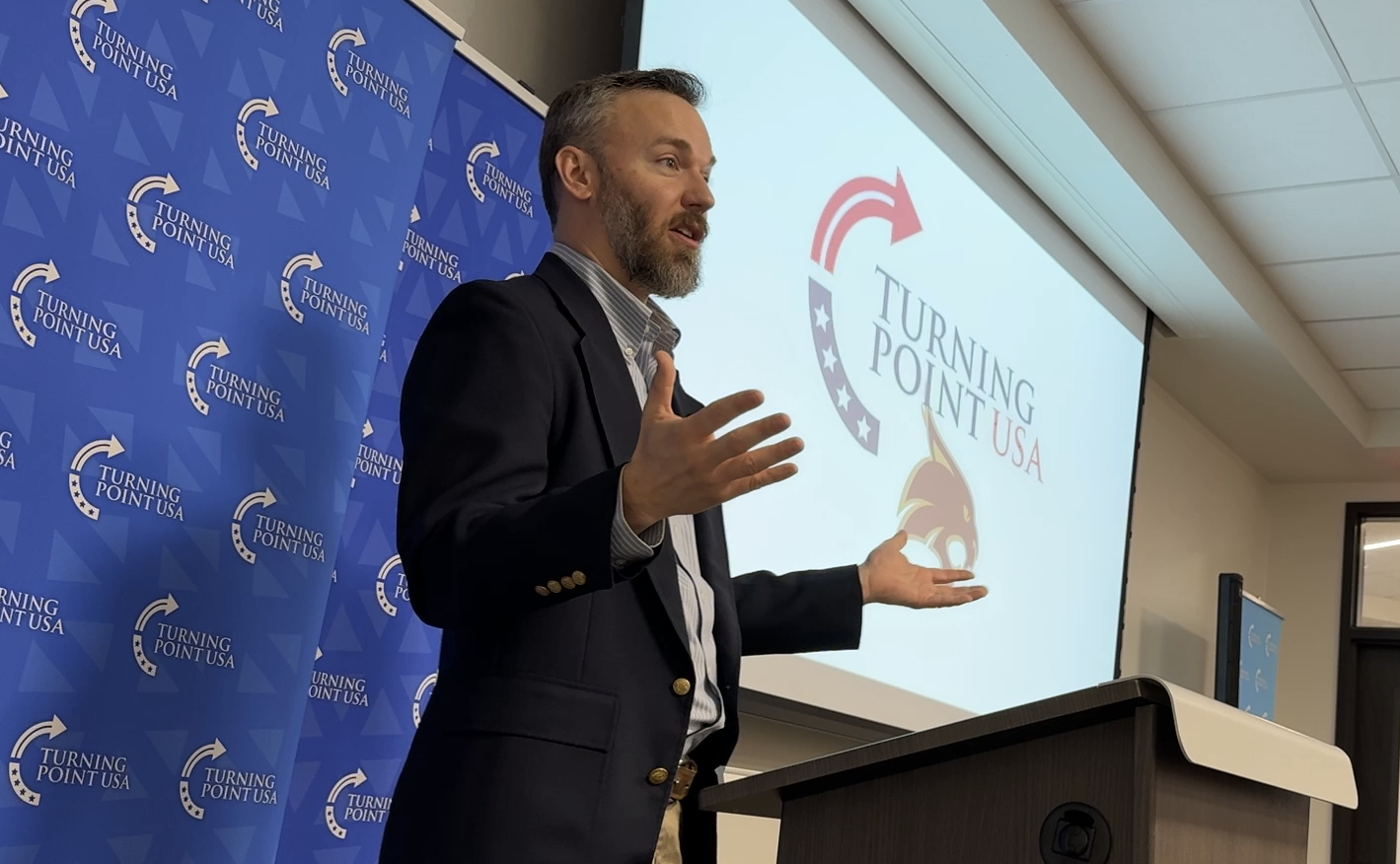 Bradley Pierce Discusses Abolishing Abortion with TPUSA Students at Texas State University