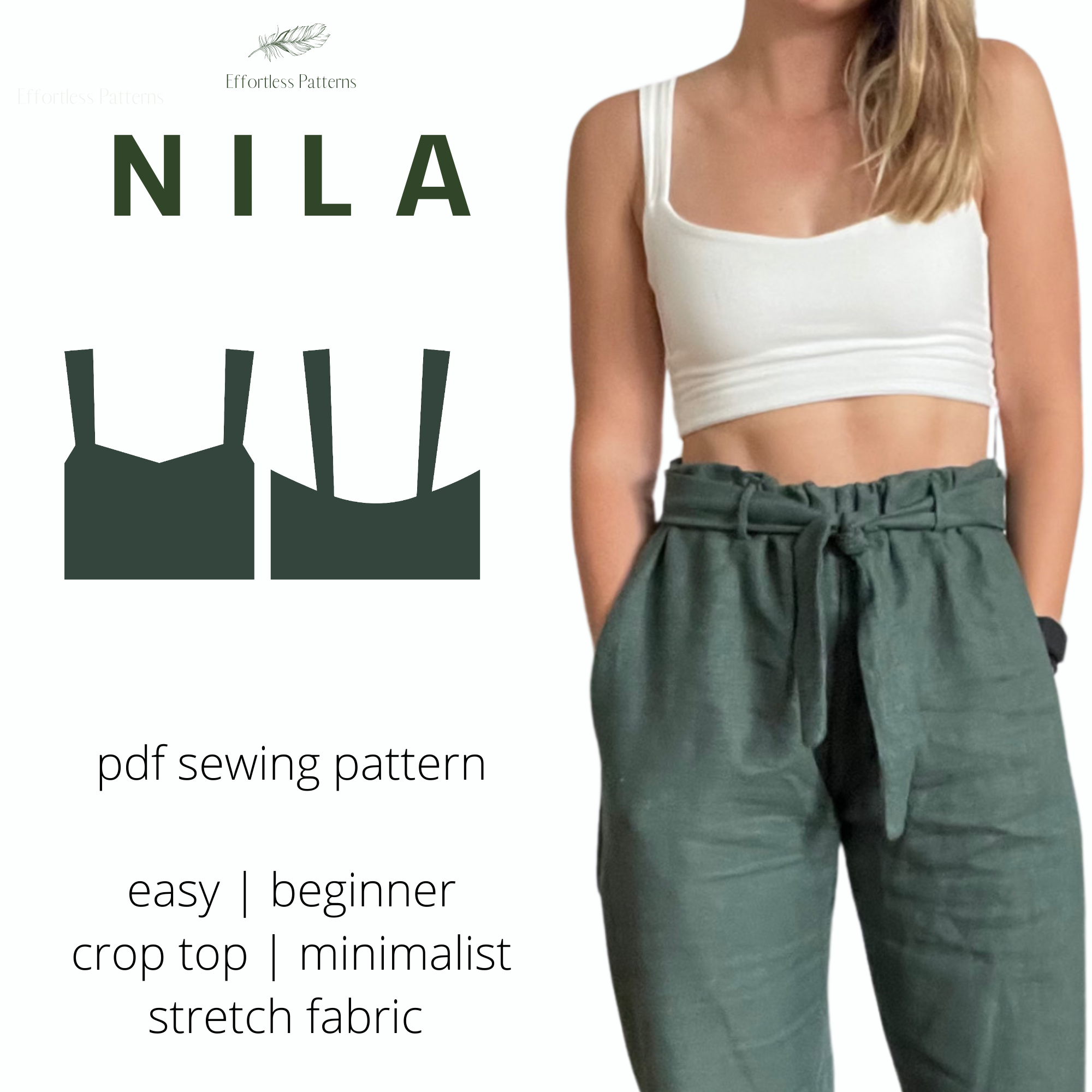 Paperbag Capri Pants PDF Sewing Pattern Elastic Waist