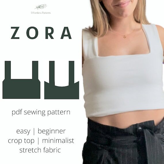 ZORA Crop Top Sewing Pattern A4 Letter (from Reels / TikTok), PDF Summer  Top Sewing Pattern, Modern Sewing Patterns