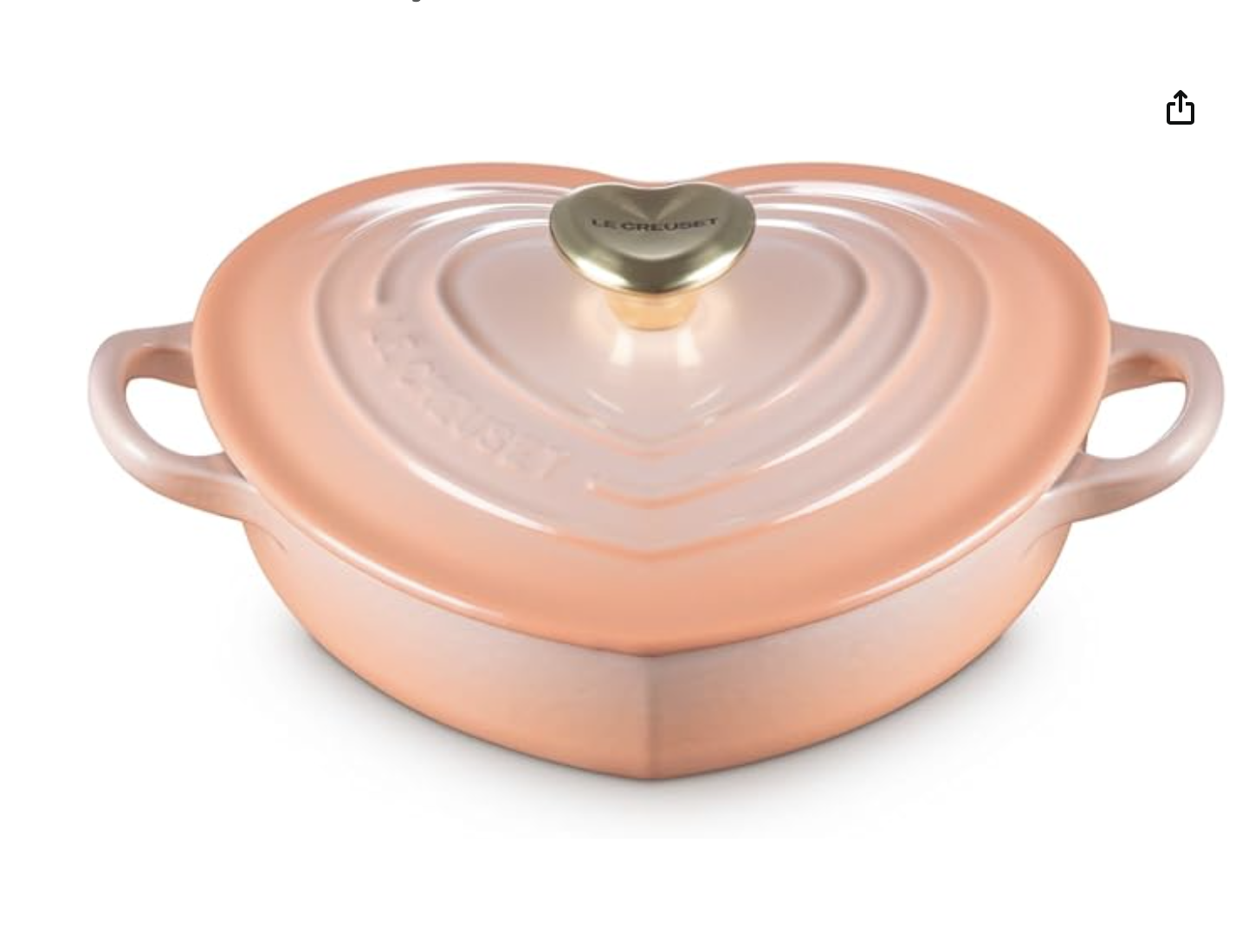 Le Creuset Enameled Cast Iron Traditional Shallow Heart Cocotte, 1.25 Qt., Peche Light Gold Heart Knob