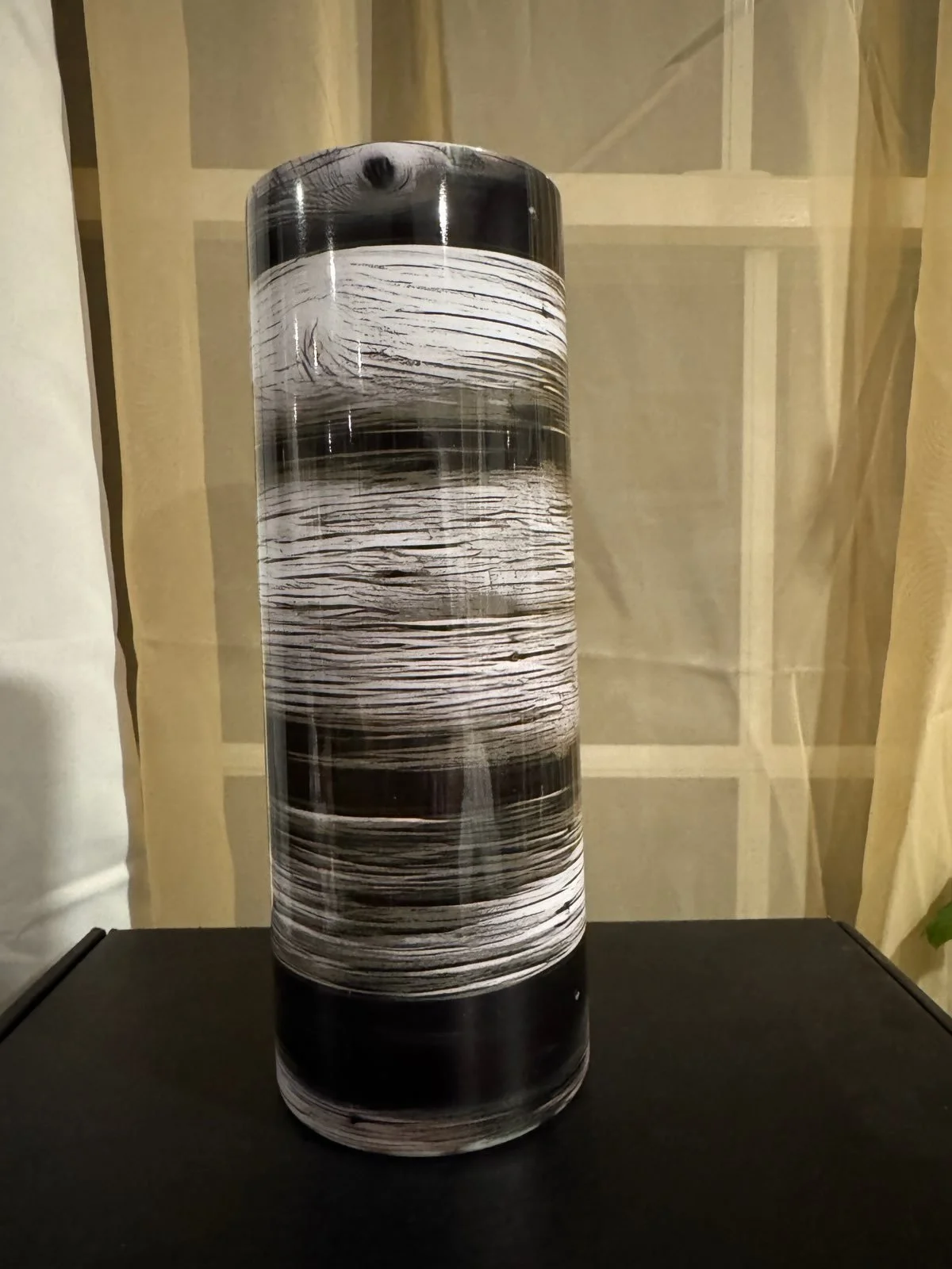 Rustic BLACK & WHITE Woodgrain TUMBLER