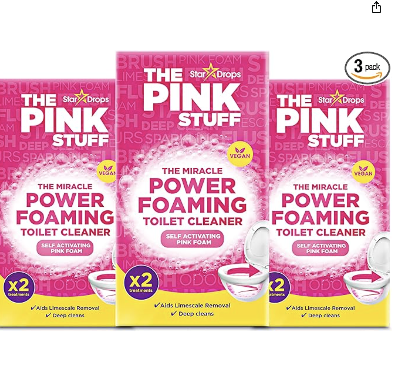 Stardrops The Pink Stuff Miracle Power Foaming Toilet Cleaner – Self-Activating Formula for Deep Cleaning, Stain Removal, and a Fresh Shine – Bathroom Essential