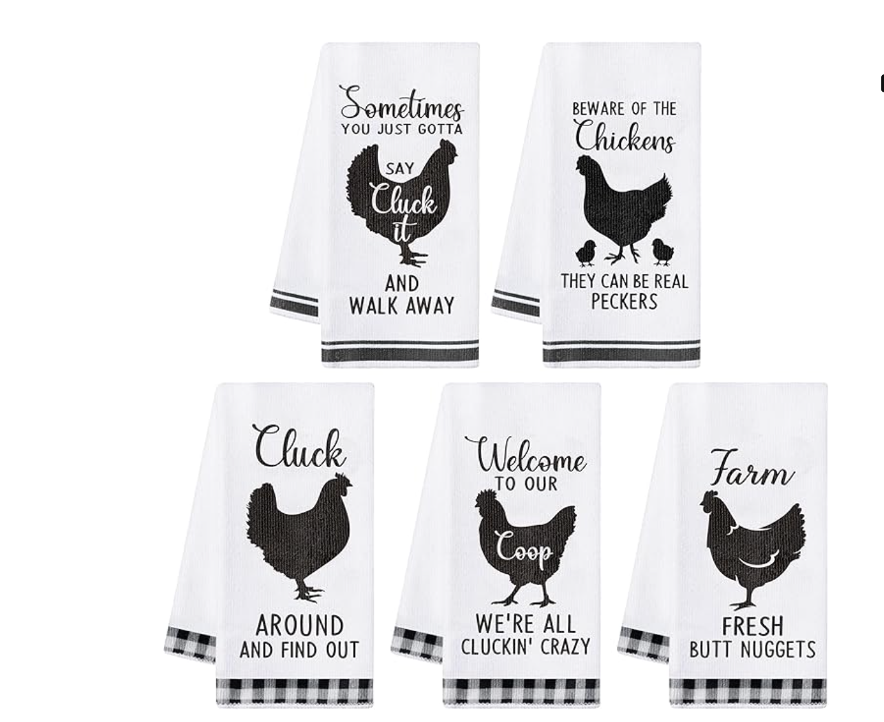 5Pcs Funny Chicken Kitchen Dish Towel Set Absorbent Quick Dry Cloth Dish Towels