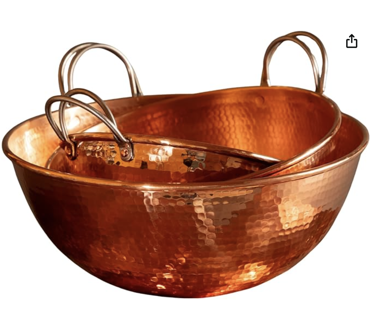 copper mixing bowl (not for salads)